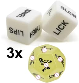 3x Sex dobbelstenen - Sex dice - Erotische dobbelstenen - Erotiek dobbelstenen - Romantische dobbelstenen - Erotiek spel - Erotic dice - Glow in the dark - Jonyx — thumbnail 1
