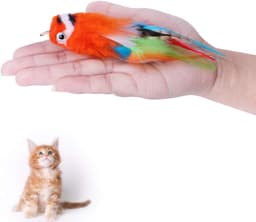 Kattenspeelgoed Realistische Vogel Kitten Achtervolging Bungelend Speelgoed Zachte Veer Handgemaakt Imitatie Mus Simulatie Papegaai Stimuleert Huisdierinstincten (Oranje) — thumbnail 4