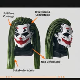 Robot Clown Joker Masker met Groene Pruik – Eng Halloween Masker Volwassenen – Griezelig Cosplay Masker – Maskerbal – Spookhuis – Kostuum Accessoire — thumbnail 5