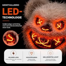 LED Halloween-masker in Purge-stijl, regelbare verlichting en oplichtend gezicht – Kostuum voor heren en dames voor Halloween, carnaval en verkleedfeesten (kleurenkeuze) — thumbnail 2