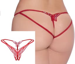 Okado Erotische String - Open Kruis - Vlindermotief - Rood — thumbnail 1