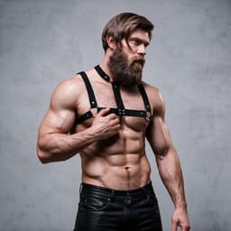 Fetish Submissive Attitude - Adjustable Eco-Leather Chest Harnas With Necklace For Men — thumbnail 2