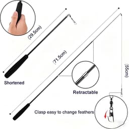 Veren, kattenhengel met zachte veren als gevarieerd interactief kattenspeelgoed, kattenvisset met schaalbare stang en 8 reserveveren voor katten — thumbnail 2