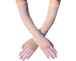 Handschoenen,vrouwen mesh Sheer handschoenen,elegante bruids handschoenen,zwart/wit Tea Party handschoenen voor jaren 20 Opera danskostuum