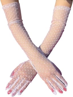 Handschoenen,vrouwen mesh Sheer handschoenen,elegante bruids handschoenen,zwart/wit Tea Party handschoenen voor jaren 20 Opera danskostuum — thumbnail 1