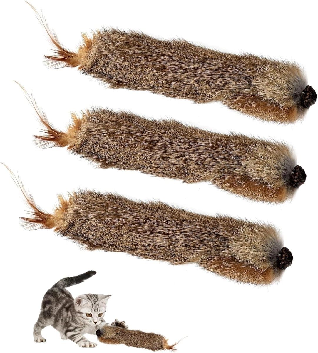 3 stuks kattenspeelgoed, zacht pluizig interactief kattenspeelgoed, licht kattenspeelgoed, veren van zacht pluche, interessant veerspeelgoed voor katten voor huiskatten — afbeelding 1