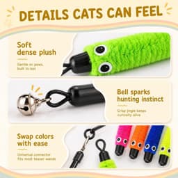 15 stuks kattenspeelgoed, vervangend kattenspeelgoed, interactief pluche met veren voor katten, meerkleurig, voor training en fysieke beweging — thumbnail 4