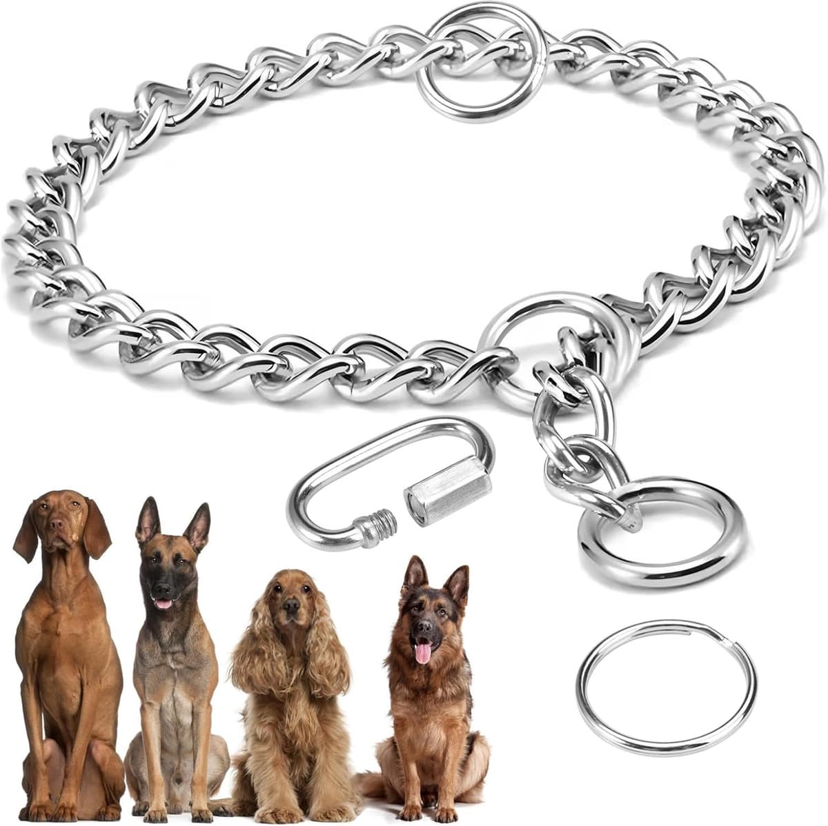 Thijox - Verstelbare Hondenketting 65 cm - Roestvrijstalen Metalen Halsband voor Grote en Middelgrote Honden - Veilig en Duurzaam voor Wandelen en Tra — afbeelding 1