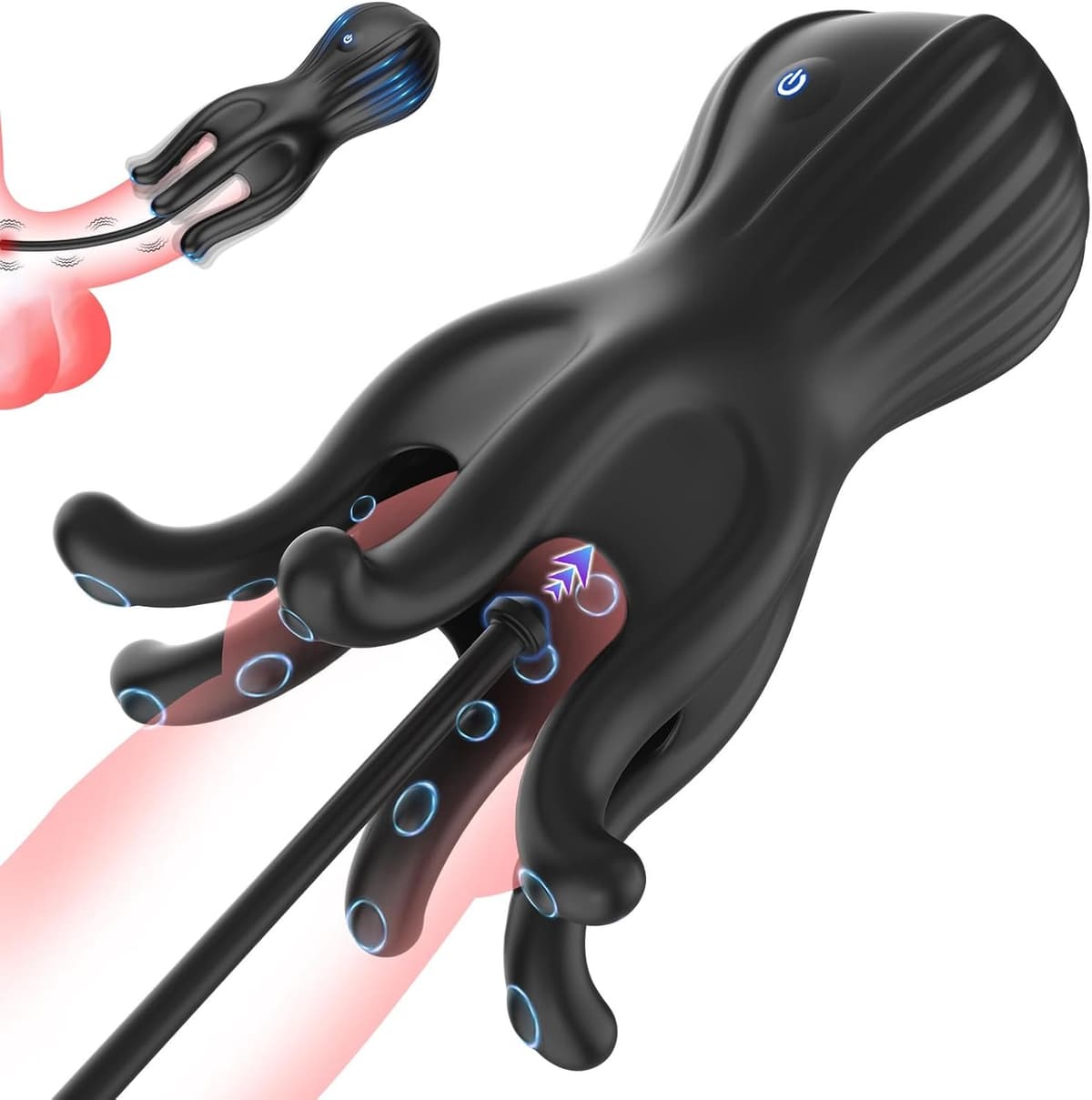 Penis Vibrator voor Mannen - Urethrale Penisplug & Dilator - 3-in-1 Stimulator met 10 Vibratiestanden - 360° Tentakelstimulatie - Zachte Siliconen - Oplaadbaar - Fluisterstil - 7,1 Inch — afbeelding 1