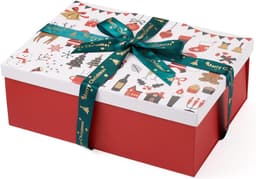 Kerstgeschenkdozen met lint 29x21x10cm wit — thumbnail 1