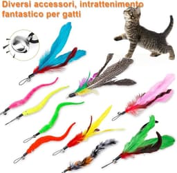 12 stuks speelgoed met veren voor katten, interactief speelgoed voor katten, 2 interactieve toverstaf met 10 navulveren, interactieve vogelveren — thumbnail 3