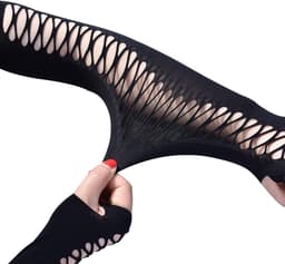 Distressed Glove, Black Punk Ripped Torn Gloves, Fingerless Mesh Gloves, Costume Handschoenen voor Cosplay Halloween — thumbnail 2