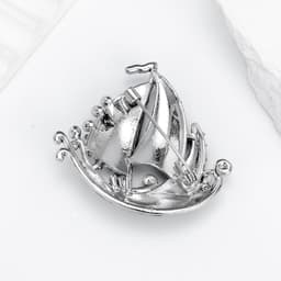 Zeilboot Broche Blauwe Emaille Golven Kristallen Speld voor Vrouwen Opvallend Hangertjes Cadeaus Pakken Truien Nautische Accessoires — thumbnail 4