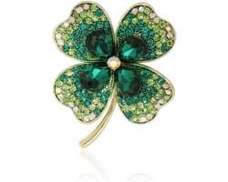 Broches & reversspeldjes voor dames, een met diamanten bezette broche in de vorm van een klavertje vier en een damesbroche die perfect is als cadeau voor je vriendin