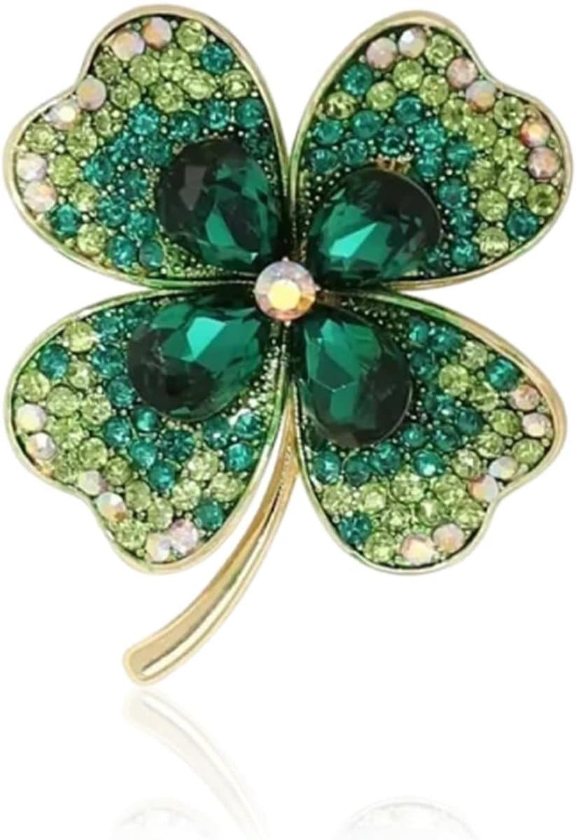 Broches & reversspeldjes voor dames, een met diamanten bezette broche in de vorm van een klavertje vier en een damesbroche die perfect is als cadeau voor je vriendin — afbeelding 1
