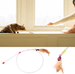Kattenhengel met veren, kattenspeelgoed, kleurrijk kattenspeelgoed — thumbnail 3