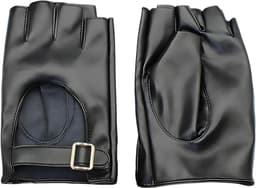 Handschoenen voor heren en dames, van zwart kunstleer, vingerloze wanten voor rijden en fietsen, punk rock-stijl, accessoires voor cosplay en fitnessstudio, dubbelzijdige bescherming — thumbnail 1