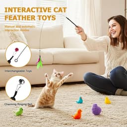 Interactief kattenspeelgoed, hengel voor katten met zuignappen, kattenspeelgoed voor jacht, spelen en training thuis — thumbnail 5