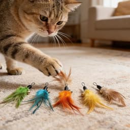 10 stuks kattenspeelgoed, veren met belletjes, interactief speelgoed voor katten, veerspeelgoed van natuurlijke veren, navulverpakkingen voor kattenspeelgoed voor beweging, interactief spel — thumbnail 4