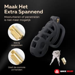 Quick Relief Elite Lock™ Large - Chastity cage - Kuisheidskooi met 4 ringmaten - Kuisheidskooi voor Mannen - Sissy - Cock Cage - Zwart — thumbnail 9