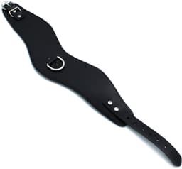Kiotos - Gecontourde Zwarte Lederen Posture Collar met D-Ring — thumbnail 5