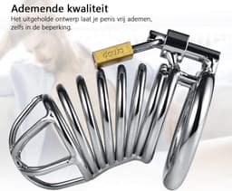 DOWO® - Kuisheidskooi - Metaal - Peniskooi - Kuisheidskooi voor Mannen - Chastity cage - Staal - met Premium Messing Slot - 3 Maten — thumbnail 2