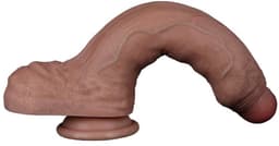 LoveToy - Dubbellaags Siliconen Dildo - 22 cm x Ø 4,2 cm - Bruin — thumbnail 7