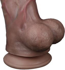 LoveToy - Dubbellaagse siliconen dildo 29.5 cm (Ø 5.5 cm) - Bruin — thumbnail 15