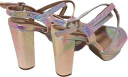 JUMEX-EROTISCHE PUMP-SILVER-BLOKHAK 9 CM-ZOOL 2CM-LEDERLOOK-39 — thumbnail 2