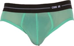 CODE 22 Sheer Mesh Brief Green - MAAT M - Erotisch Heren Ondergoed - Slip voor Man - Sexy mannen Slip — thumbnail 1