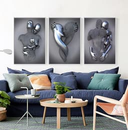 3-delige Kunst Posterset: Romantisch Koppel Beeldhouwkunst Canvas Schilderij (30x40 cm) — thumbnail 2