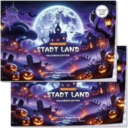 Griezelige Halloween Spelletjes voor Gezinnen - 50 Vellen Stad, Land, Rivier Quiz — thumbnail 1