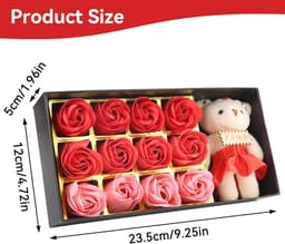 12 Rozen Zeep Bloemen Gift Set voor Vrouwen - Romantisch Valentijnsdag Cadeau met Pluche Beer — thumbnail 7