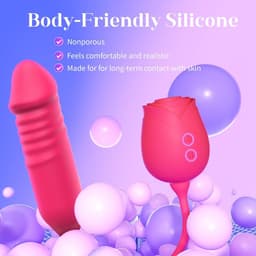 Daity Rose Vibrator voor Vrouwen – Thrusting G-spot Dildo met 10 Zuigstanden – Clitoris Stimulator – Sex Toys voor Vrouwen en Koppels – Dubbelzijdig Seksspeeltje-rood — thumbnail 3
