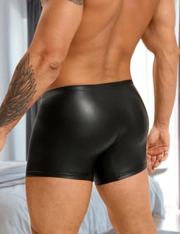 Grote Maat Heren Boxershorts van PU Leer met Open Ritssluiting - Sexy Ondergoed — thumbnail 4