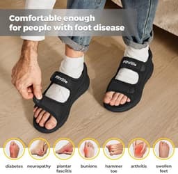 FitVille Wide Open Diabetic Sandals Men Orthopedic Shoes with Velcro Adjustable Bandage Shoes — thumbnail 3