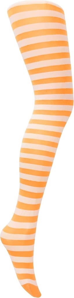 Gestreepte Panty - Maillot Kinderen - Feest Garderobe - Opvallende Kleuren - 9-11 Jaar - Oranje Wit — thumbnail 1