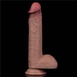 LoveToy - Dubbellaagse siliconen dildo 23,5 cm (Ø 4,3 cm) - Bruin — thumbnail 17