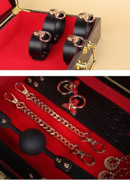 Dare to Undress – Fifty Shades of Grey – Luxe 8-delige BDSM Set met Opbergkoffer – Premium – BDSM Bondagesets - Valentijn Cadeau - Handboeien, Halsband, Masker, Gagbal & Zweep - Sex Toys voor Koppels - Seksspeeltjes voor mannen en vrouwen - Kinky — thumbnail 2