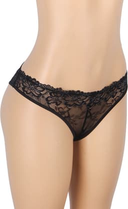 Zeloria Kanten Slip met Open Kruis en Strikdetail – Zwart – Dames Lingerie Slip met Bandjes – L — thumbnail 5