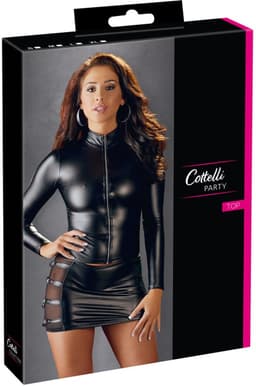 Cottelli Collection –  Wetlook Shirt met Lange Mouwen Als Pure Verleiding voor Spannende Dates – Maat L - Zwart — thumbnail 1