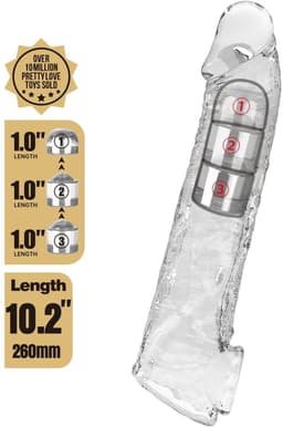 Pretty Love - Verlengende Penis Sleeve - 26 cm - Transparant — thumbnail 7