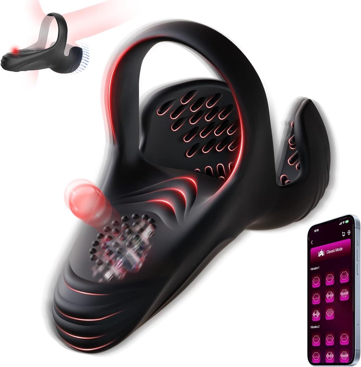 Daity Vibrerende Cockring – Penisring met 10 Vibratiestanden & APP – Testikel Stimulator & Perineum Massage – Siliconen – Voor Sterkere en Langere Erectie – Seksspeeltje voor Mannen & Koppels — afbeelding 1