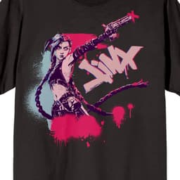 Zwart T-Shirt met Grote Jinx Art Print - League of Legends & Arcane Fans — thumbnail 3