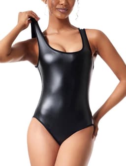 Sexy PU Leer Jumpsuit Dames met Vierkante Hals - Mouwloos Luipaard Bodysuit voor Festivals en Uitgaan — thumbnail 1