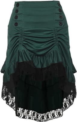 Victoriaanse Steampunk Rok Dames Gothic Vintage Hoog Laag Cosplay Kostuum — thumbnail 1