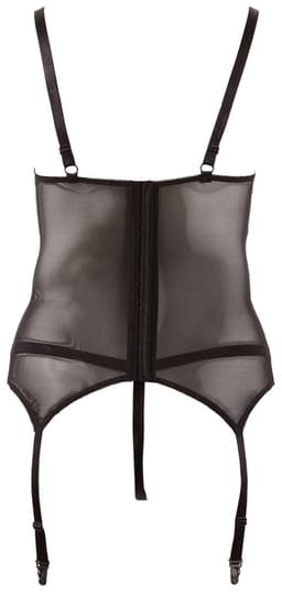 Cottelli Plus Size – Sexy Jarretel Set met Licht Transparante Motieven en Open Kruis – Maat 3XL – Zwart — thumbnail 5