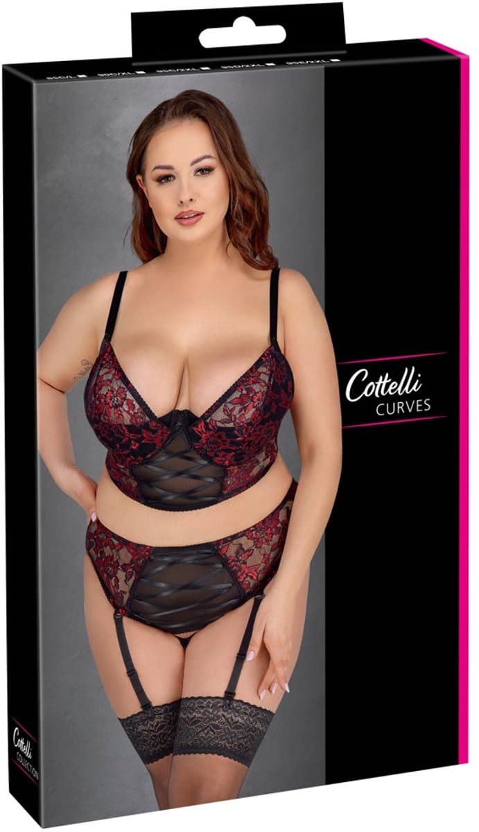 Curvy Lingerie Set met Rode Motieven — afbeelding 1