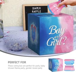 Gender Reveal Spel - Stemspel Feest - Babyborrel Organiseren - Inclusief 40 Stemkaarten - 20x20x20 cm - Diverse Kleuren — thumbnail 4