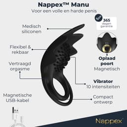 Cockring Vibrerend - Nappex™ Manu Vibrerende Penisring met Afstandsbediening [Discreet Verzonden] - Siliconen Cockringen - Sex Toys voor Koppels - Vibrators voor Mannen en Vrouwen - Zelf Aftrekken - Kamasutra - Erotiek — thumbnail 4